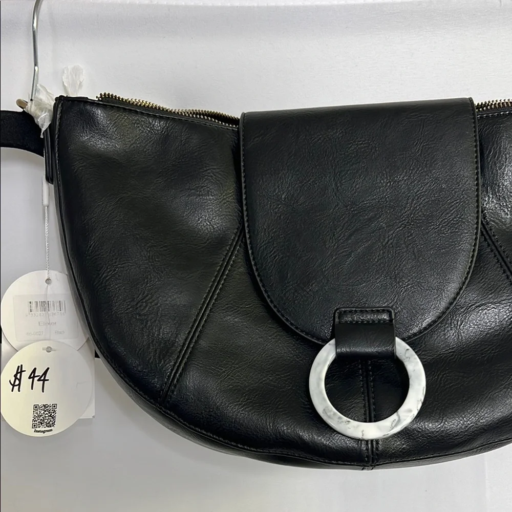 Elegant Black Leather Women's Bag baguette clutch bag - Picture 3 of 4